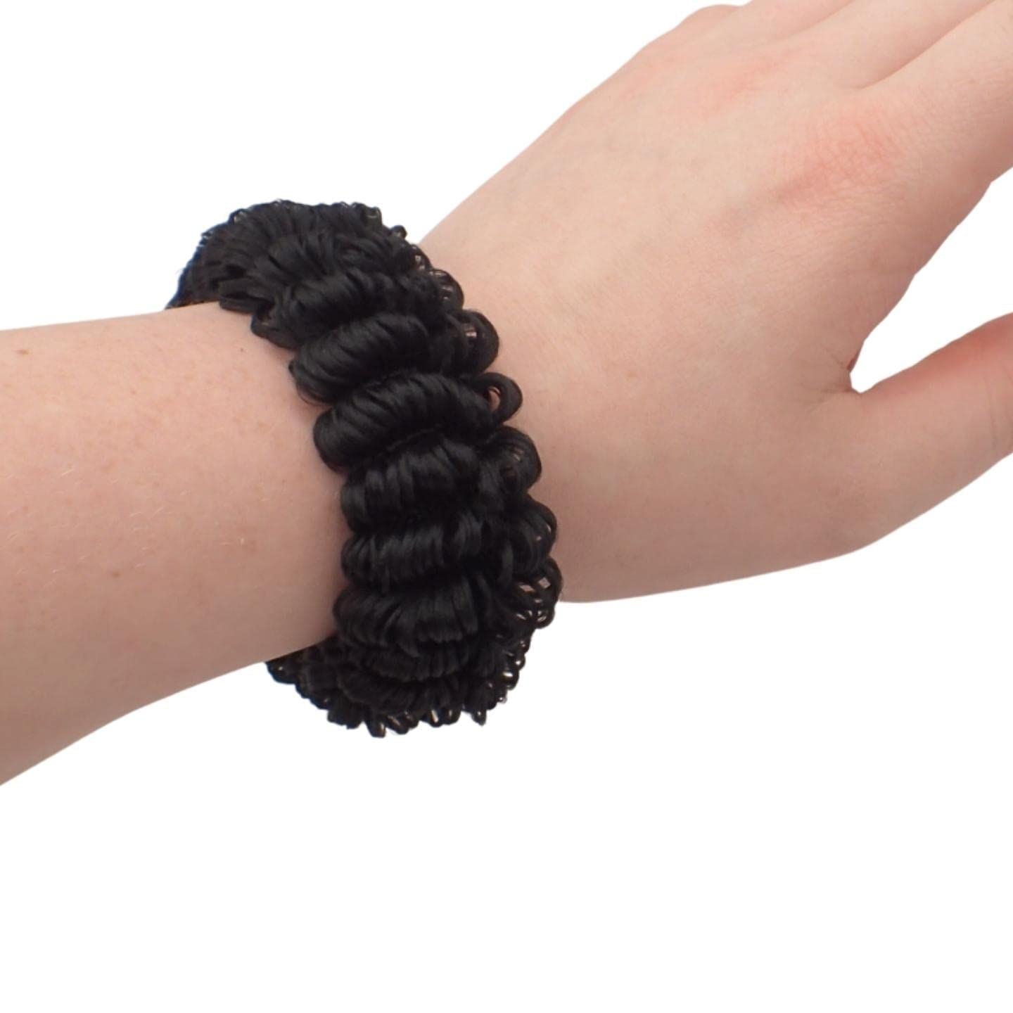 2pcs Black Tubed Natural Hair Scrunchies, Volumizing School Scrunchies for Women & Girls, Hair styling Hair Band Scrunchy for Work or School